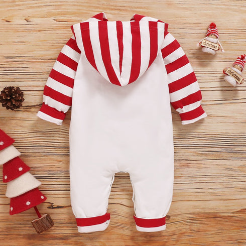Autumn and Winter Christmas Striped Letter Printed One-piece Climbing Suit